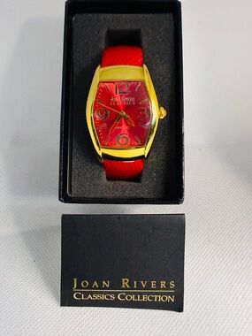 Joan Rivers Watch Classic Collections Red & Gold Size 7-8 Original Box. Working